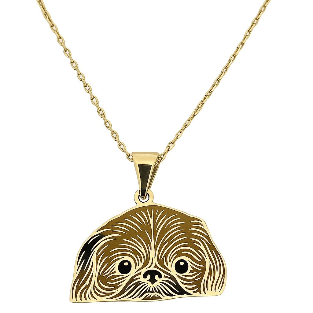 Özel Tasarım Altın Shih Tzu Figürlü Evcil Hayvan Kolye Ucu