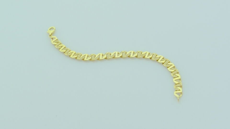 Özel Tasarım Altın Zigzag Taşlı Bileklik