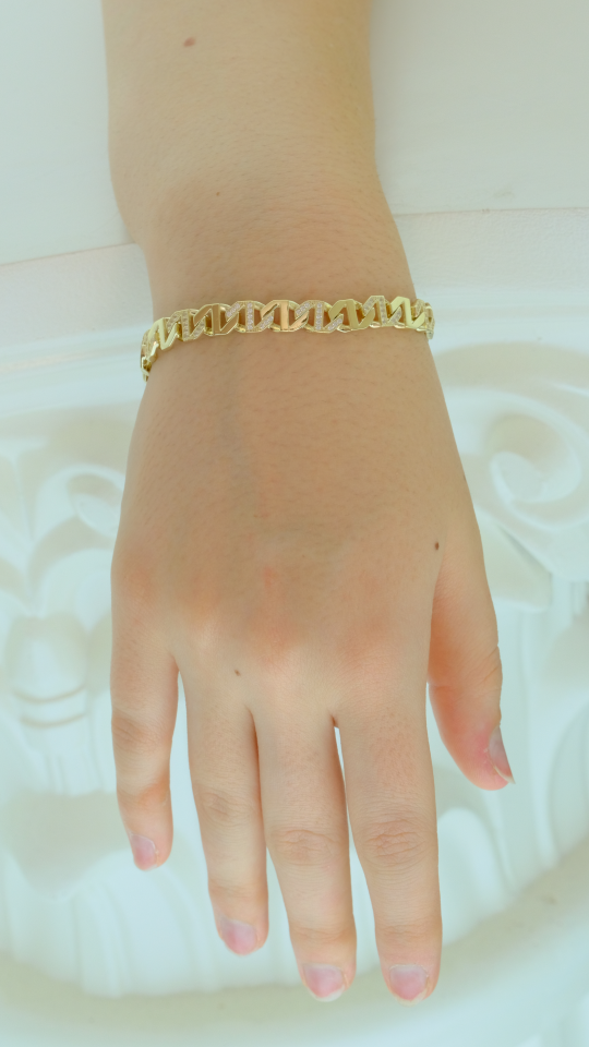 Özel Tasarım Altın Zigzag Taşlı Bileklik