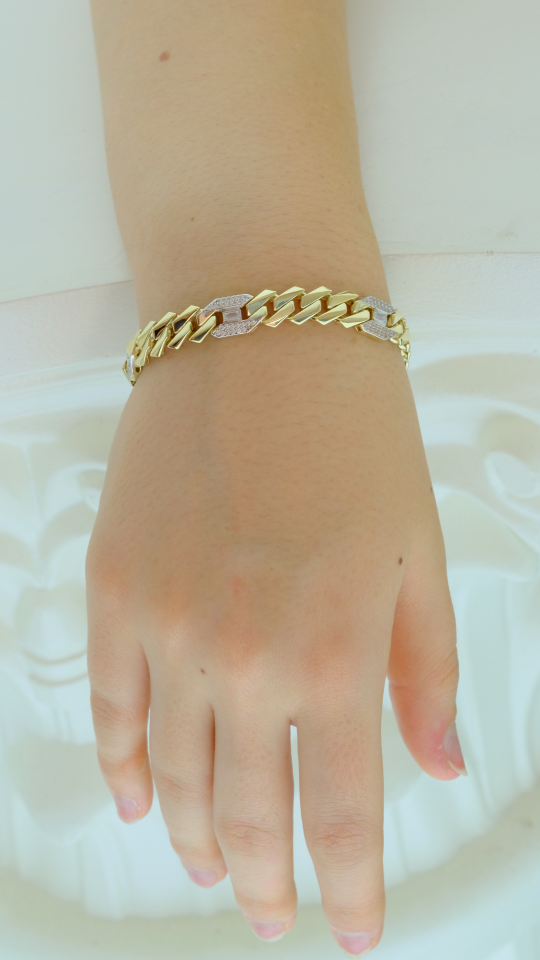 Özel Tasarım Taş Detaylı Zincir Model Altın Bileklik