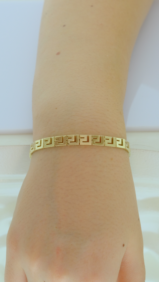 Altın Antik Yunan Motifli Bileklik