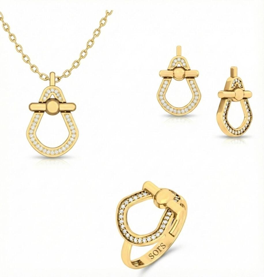 Kıvrımlı Altın Set