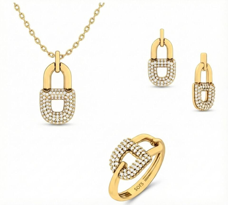 Kilit Model Altın Set