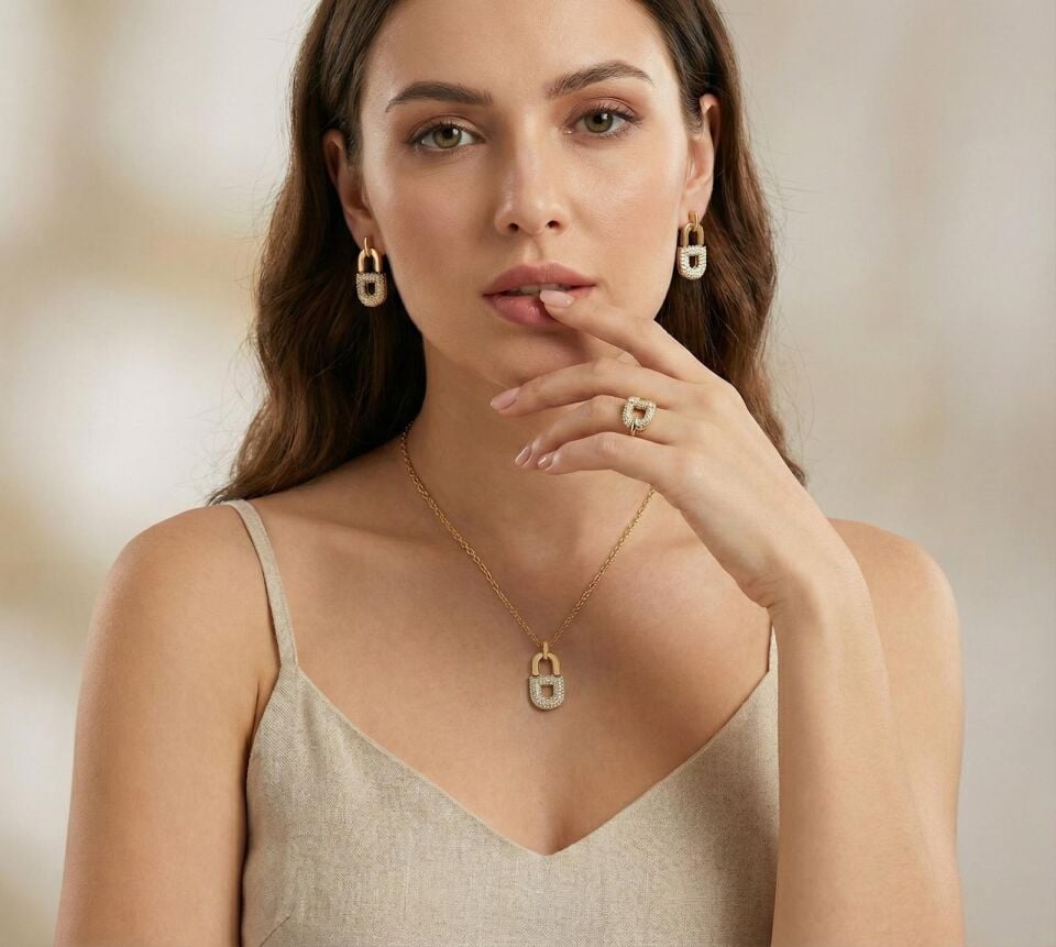 Kilit Model Altın Set