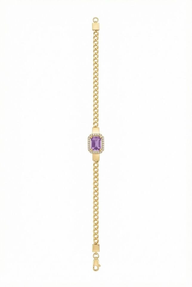 Ametist Mor Baget Taşlı Bileklik