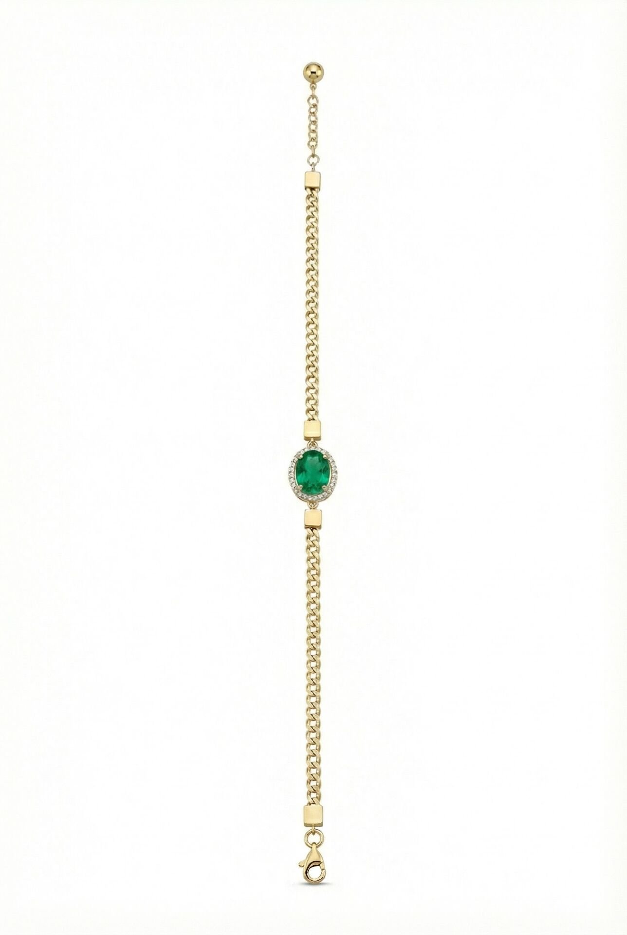 Zümrüt Yeşil Oval Taşlı Bileklik