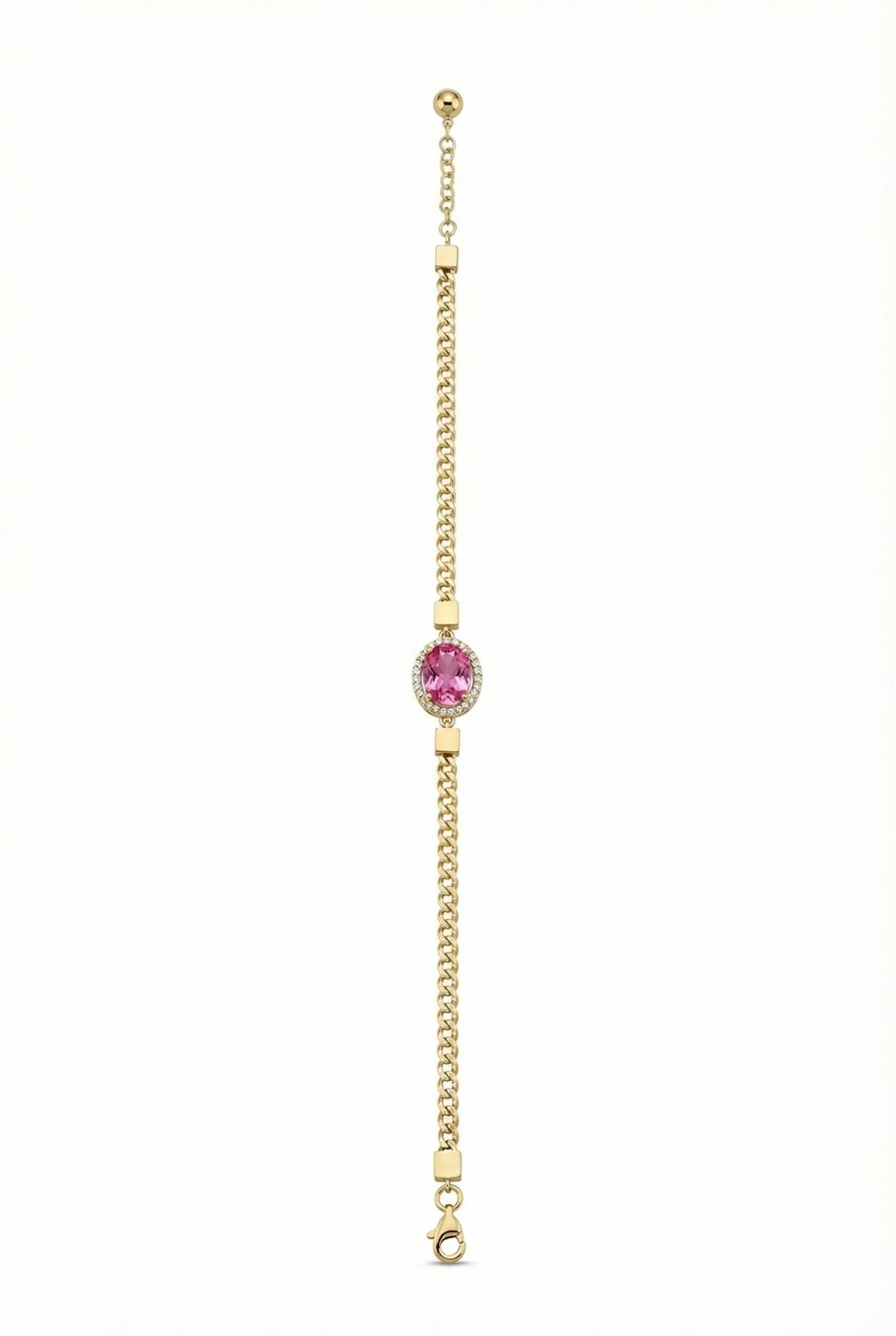 Pembe Oval Kuvars Taşlı Bileklik