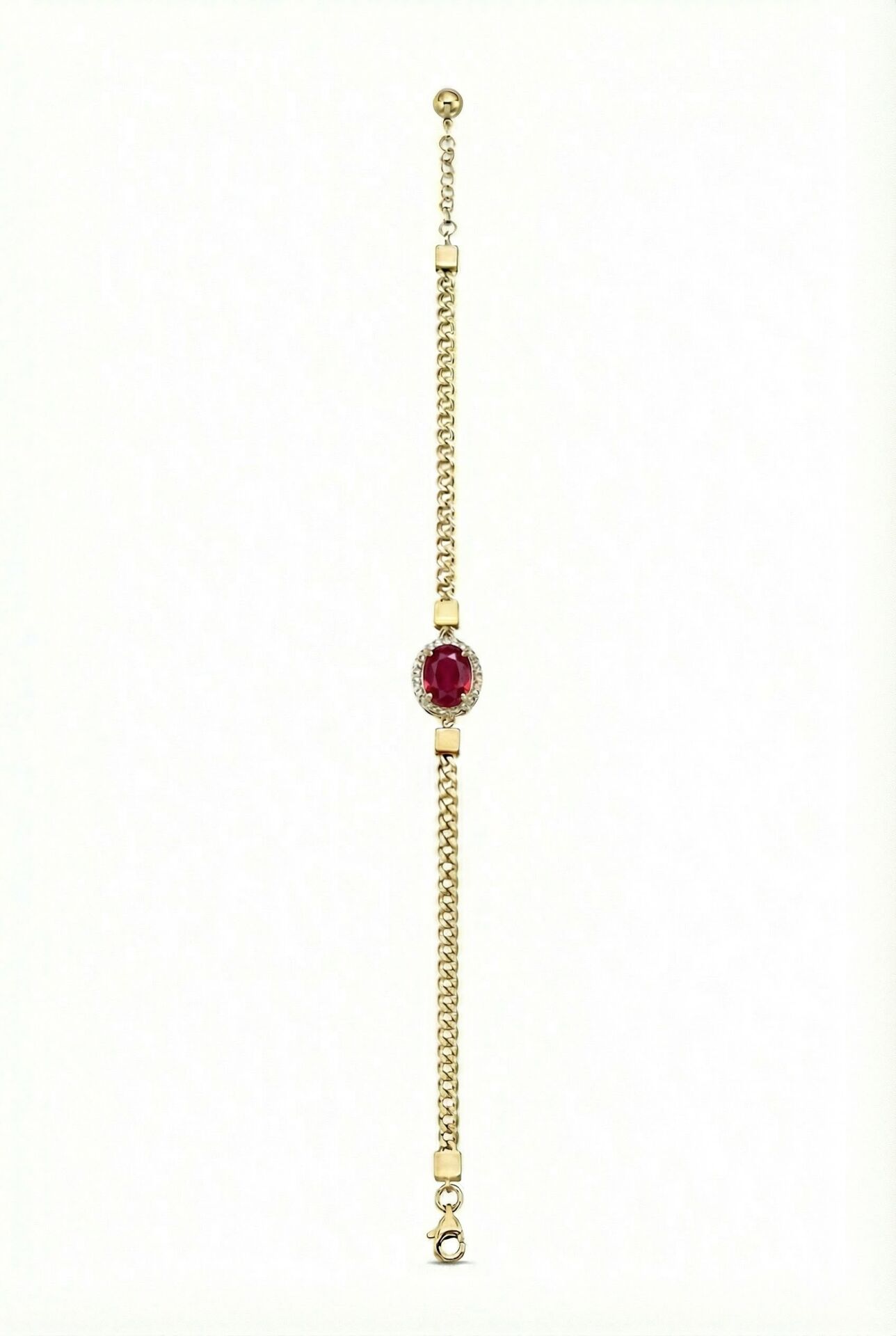 Oval Yakut Kırmızı Taşlı Bileklik