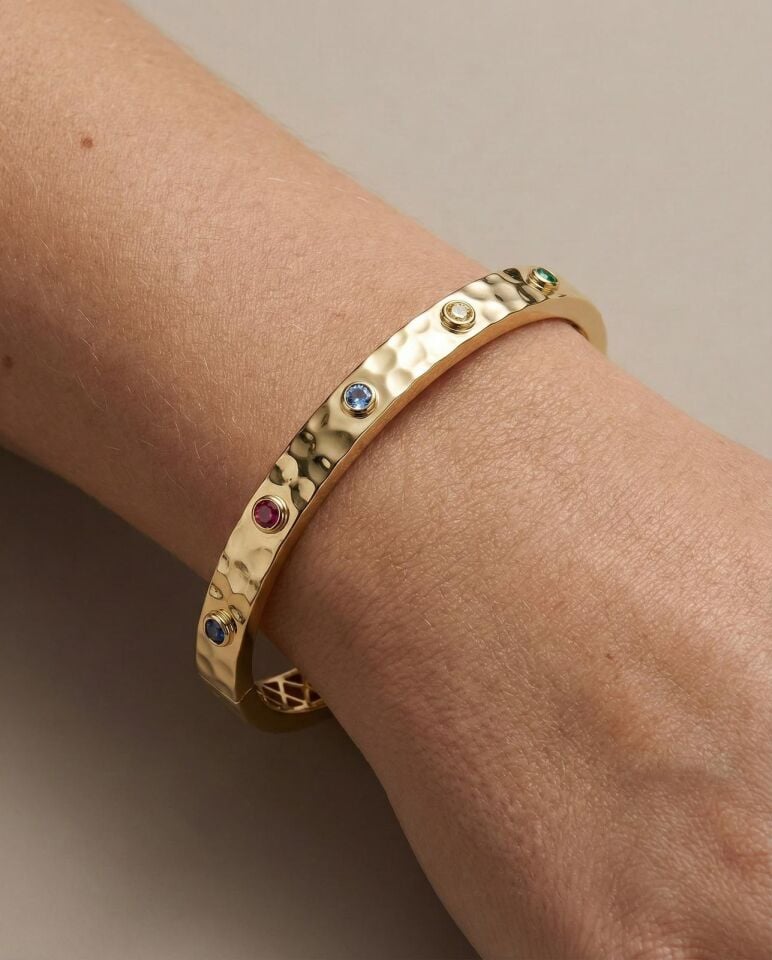 Renkli Taş Sıralı Kelepçe