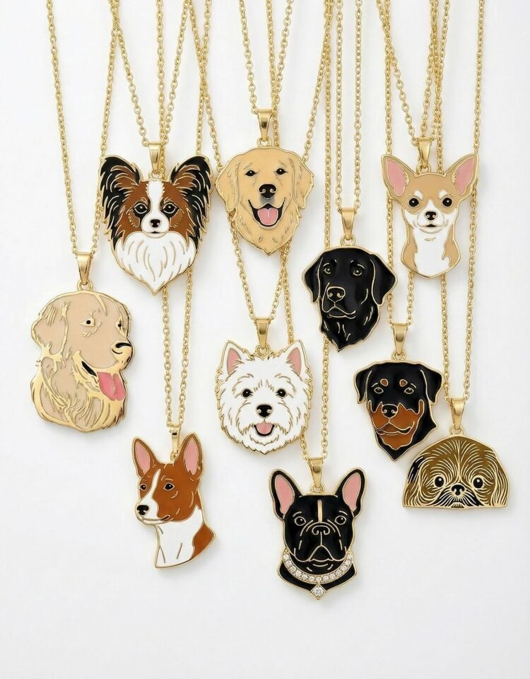 Özel Tasarım Altın Golden Retriever Figürlü Evcil Hayvan Kolye Ucu