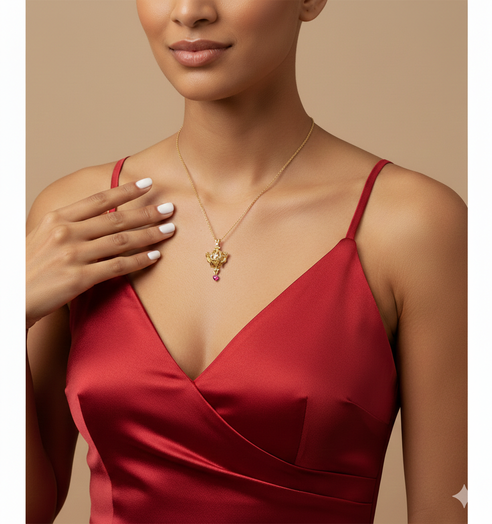 Taşlı Melek Kafes Kolye