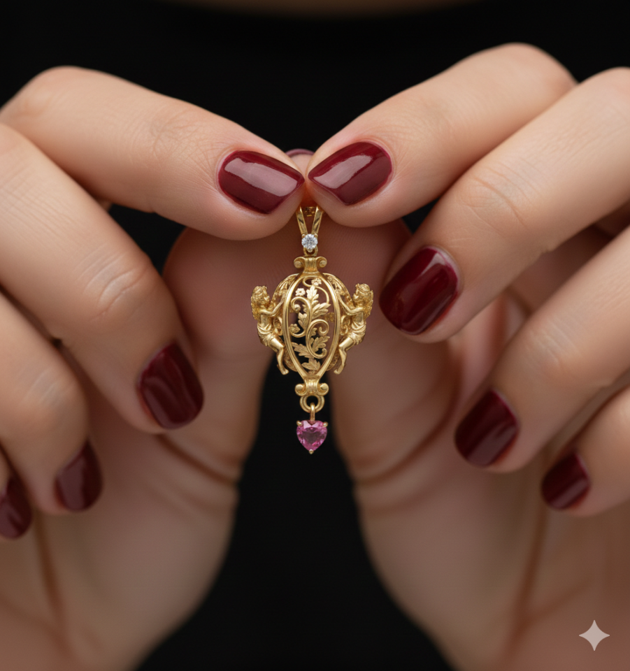 Taşlı Melek Kafes Kolye