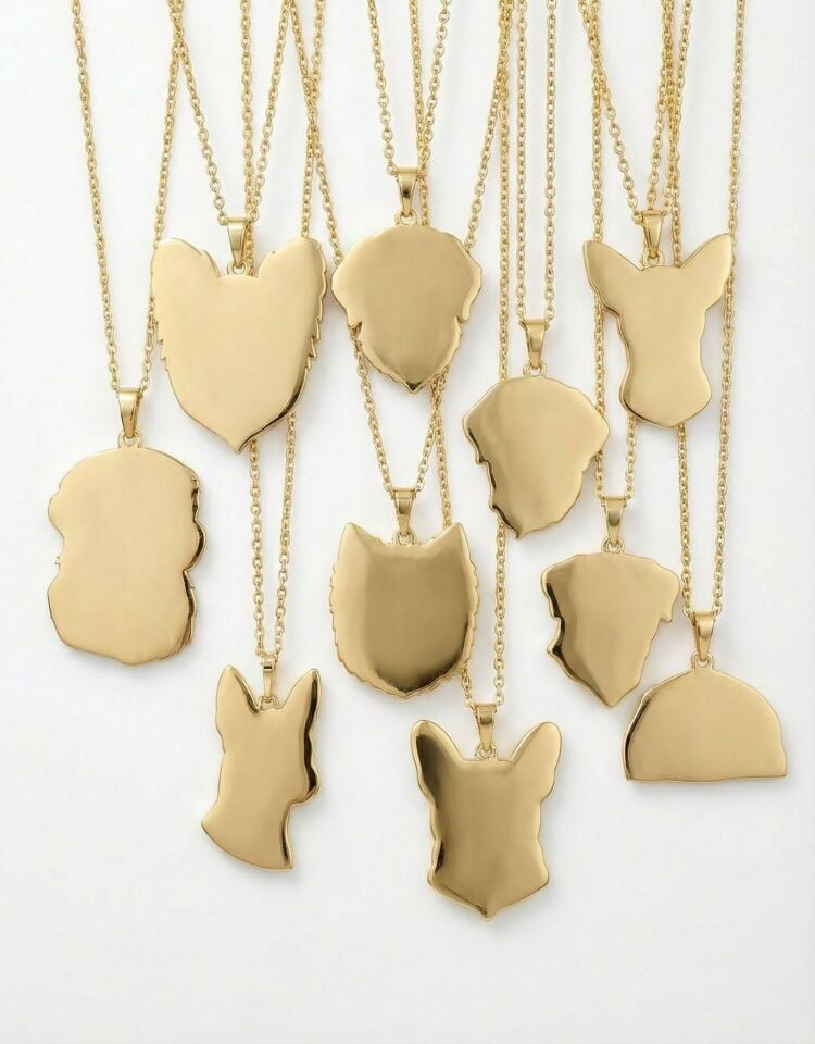 Özel Tasarım Altın Chihuahua Figürlü Kolye Ucu