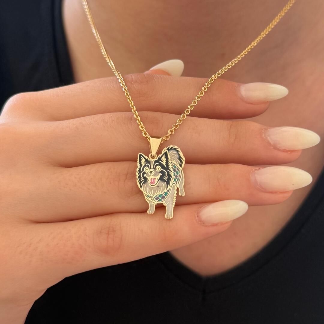 Özel Tasarım Altın Pomeranian Figürlü Kolye Ucu