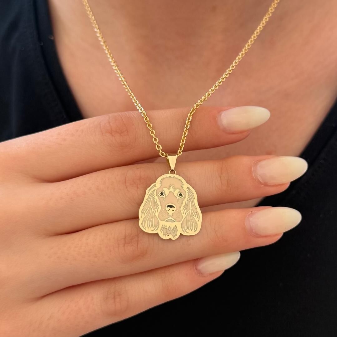 Altın Cocker Spaniel Kolye Ucu – Kişiye Özel