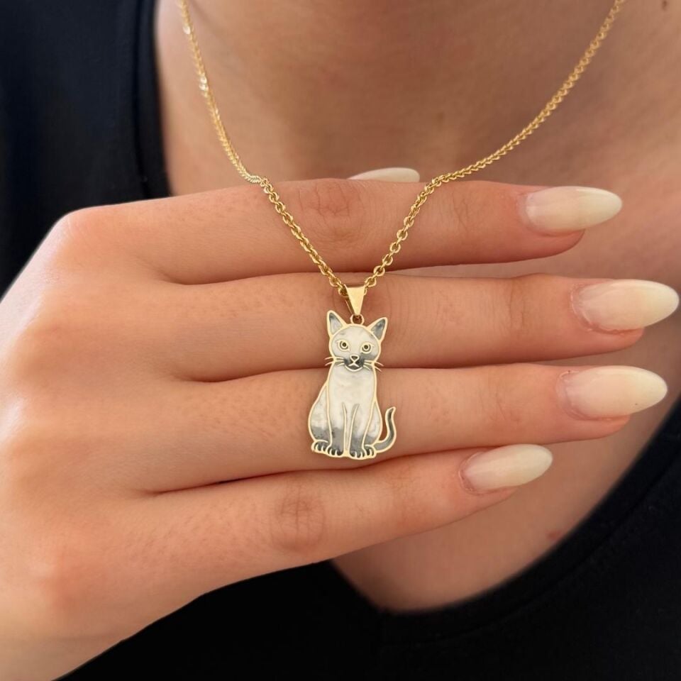 Altın Kedi Kolye Ucu – Kişiye Özel