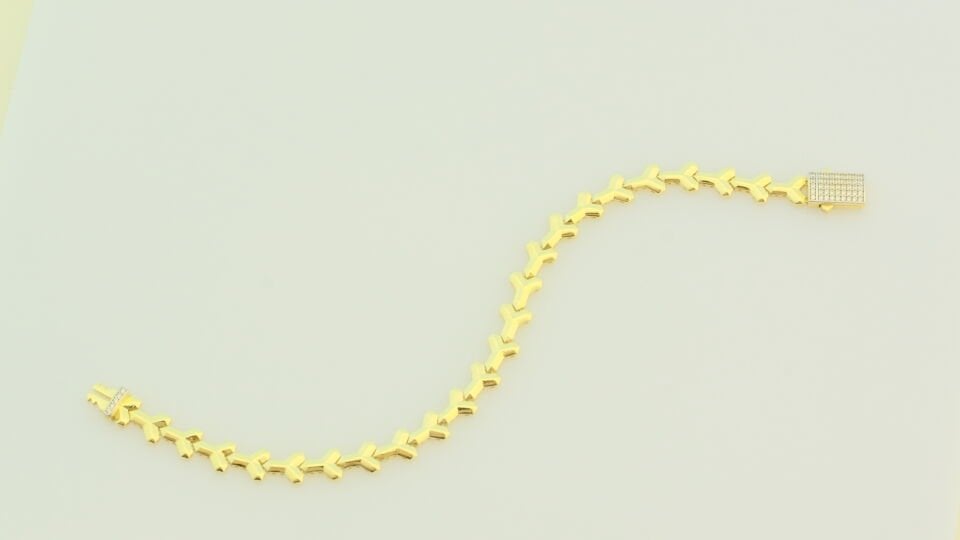 Modern Zikzak Formlu Taş Detaylı Altın Bileklik