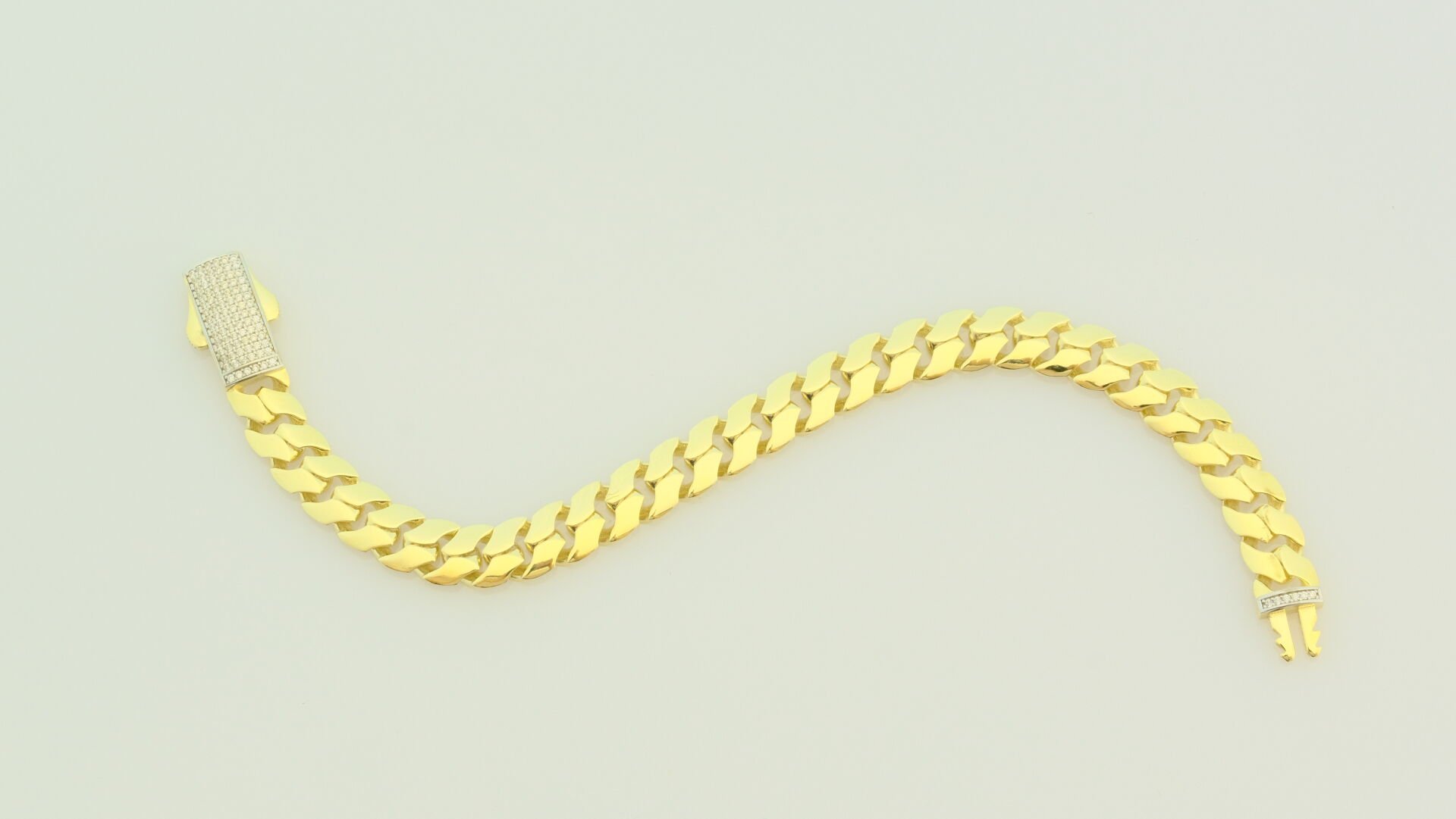 Taş Detaylı Klasik Kalın Zincir Altın Bileklik