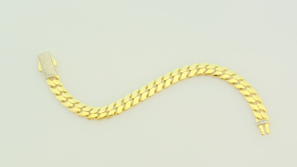 Taş Detaylı Klasik Kalın Zincir Altın Bileklik