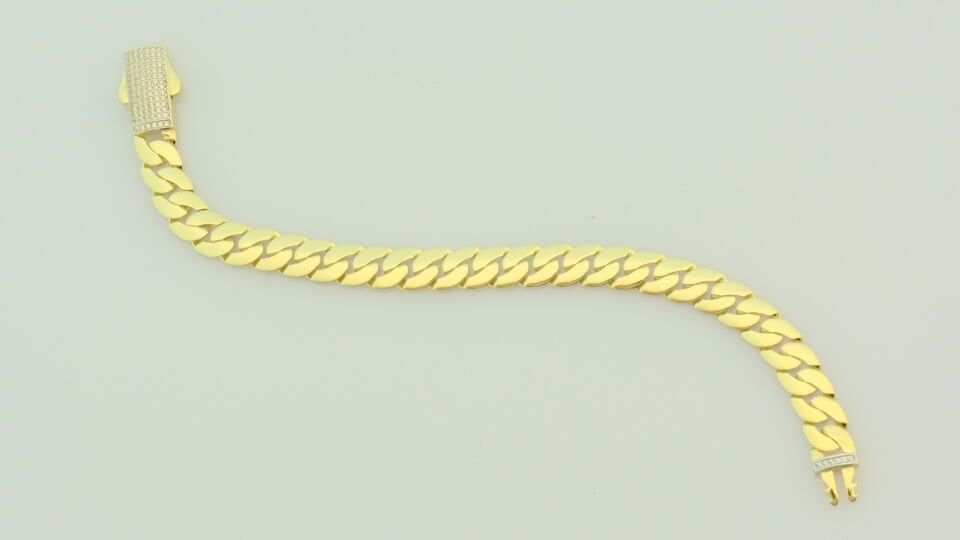 Taş Detaylı Klasik Düz Zincir Altın Bileklik