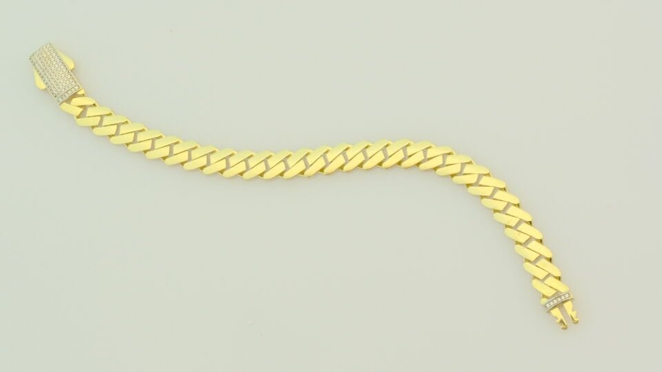 Taş Detaylı Yassı Model Altın Bileklik