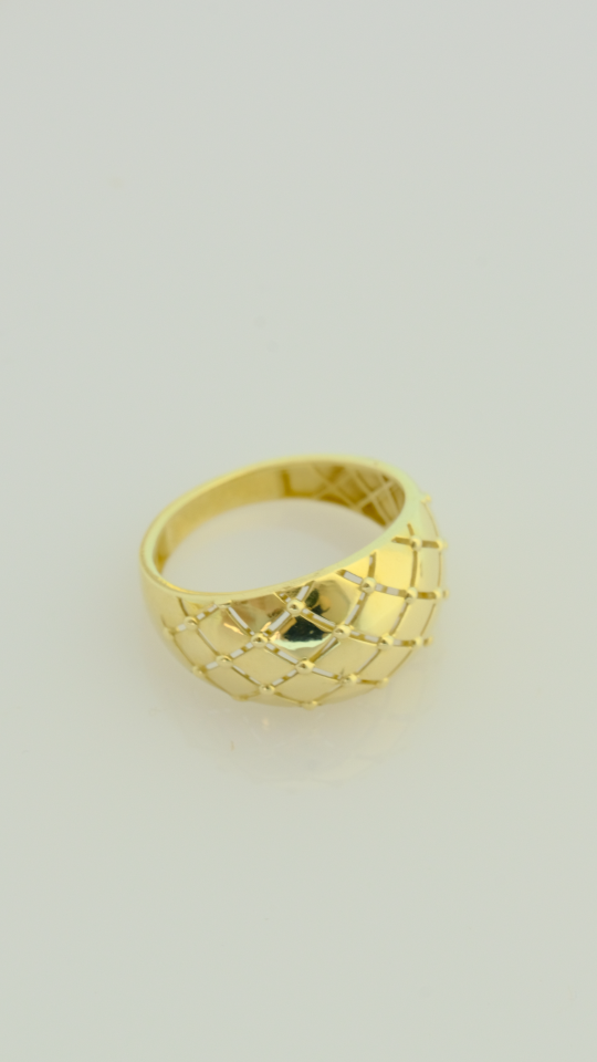 Altın File Desenli Bombeli Yüzük