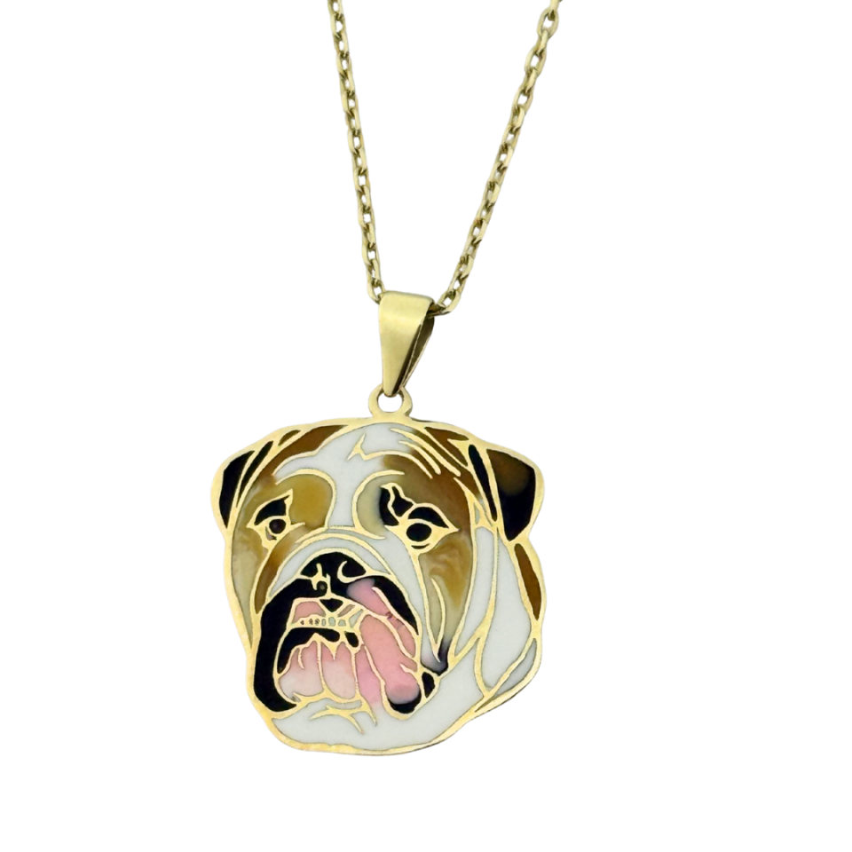Özel Tasarım Altın Bulldog Figürlü Kolye Ucu