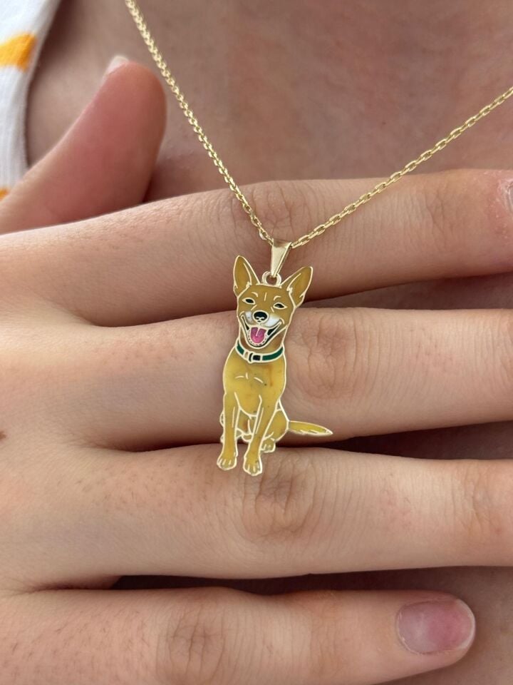 Özel Tasarım Altın Shiba Inu Figürlü Evcil Hayvan Kolye Ucu