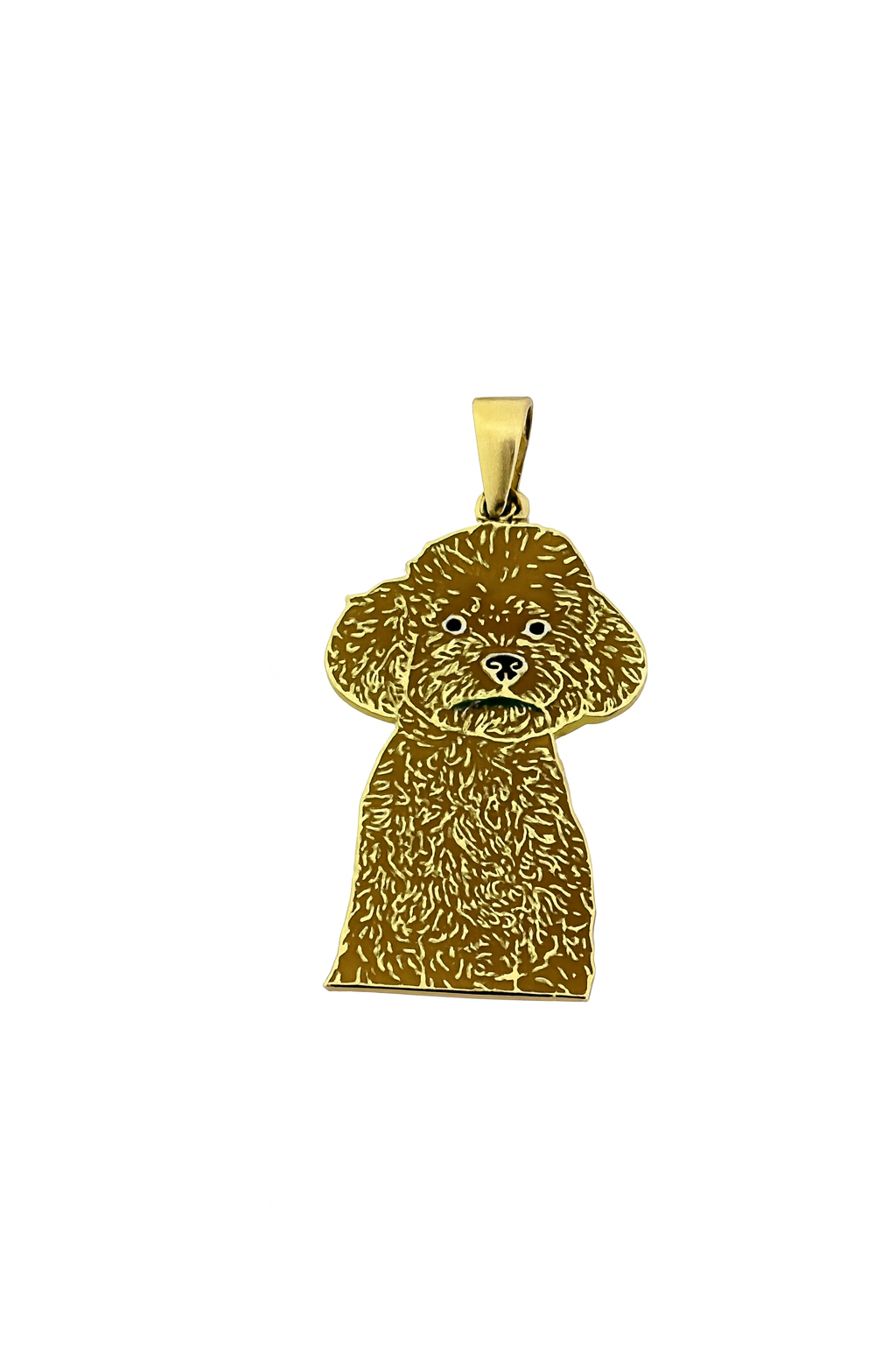 Özel Tasarım Altın Kıvırcık Terrier Figürlü Kolye Ucu