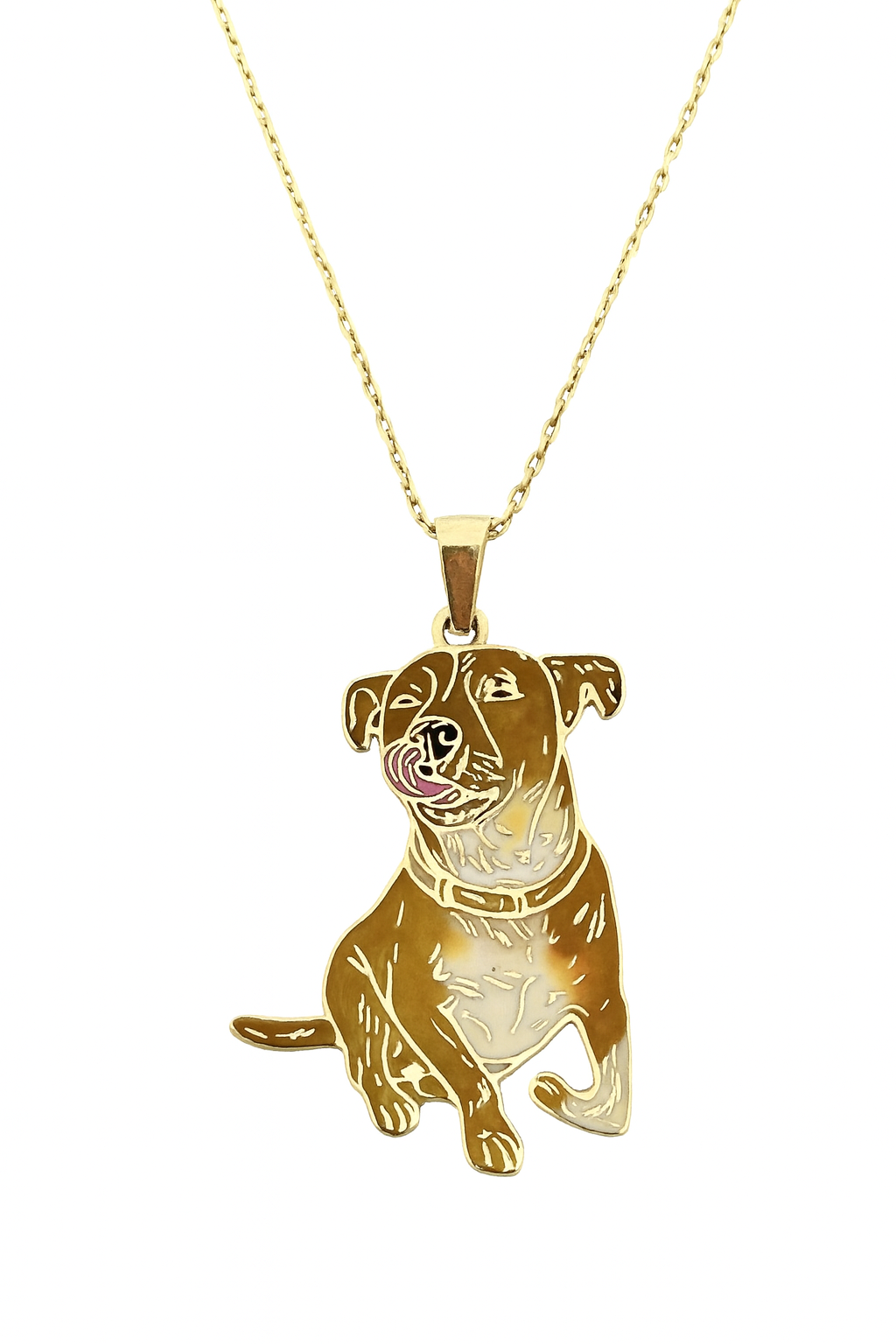 Özel Tasarım Altın Pitbull Figürlü Kolye Ucu