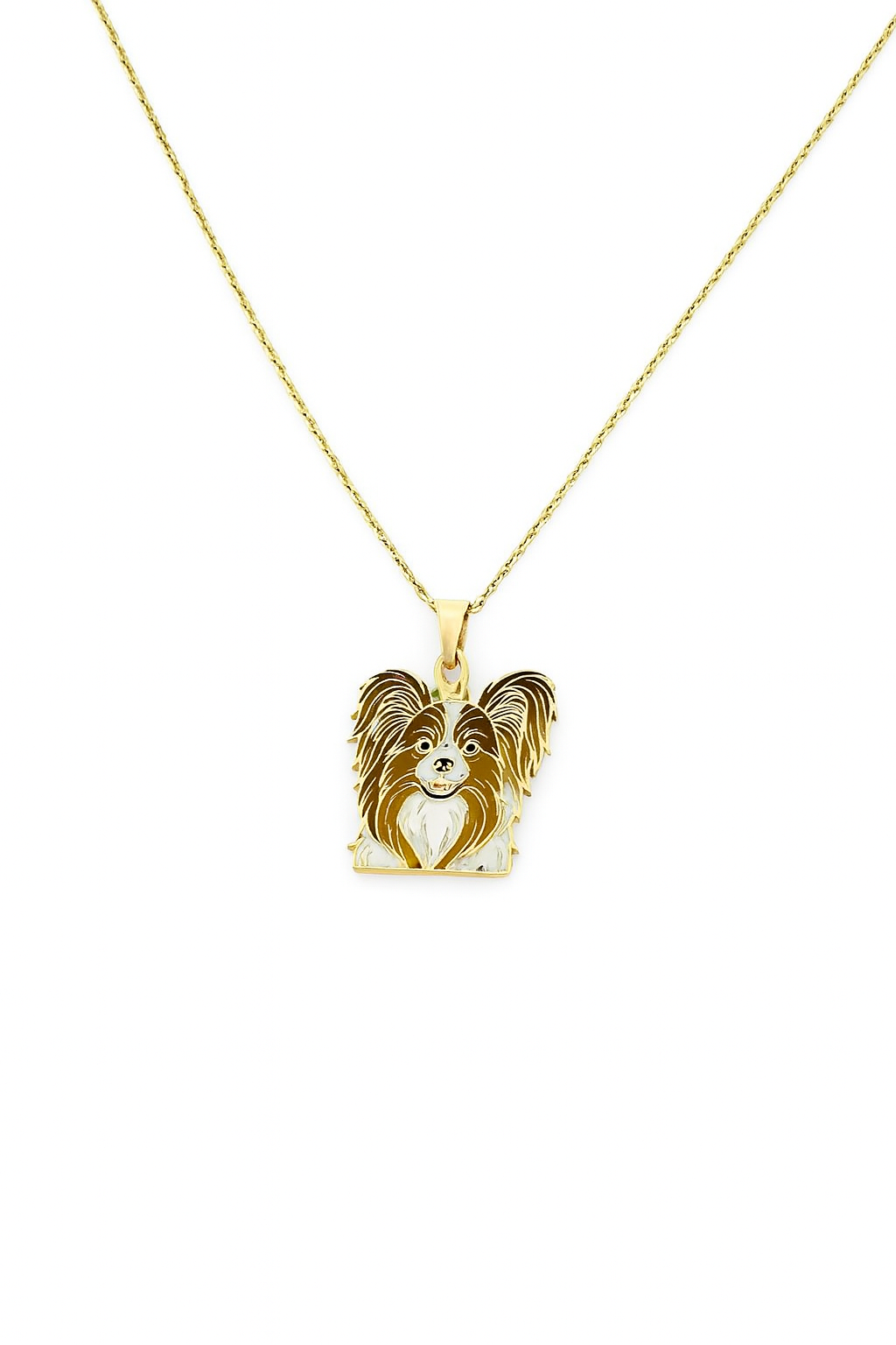 Özel Tasarım Altın Papillon Köpek Figürlü Kolye Ucu