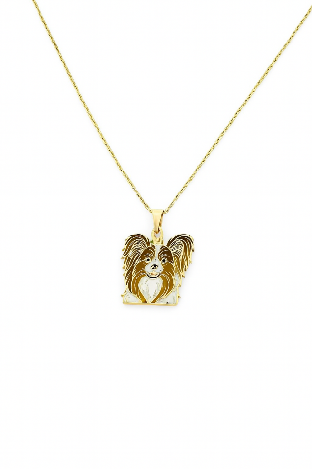 Özel Tasarım Altın Papillon Köpek Figürlü Kolye Ucu