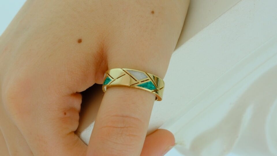 Altın Geometrik Renk Yüzük