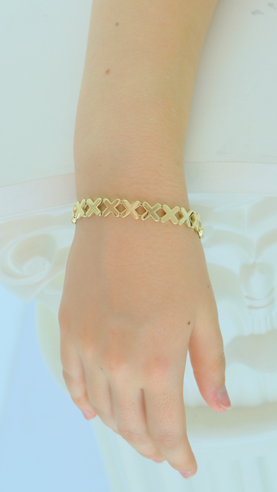 Altın Çarpı Desenli Modern Bileklik