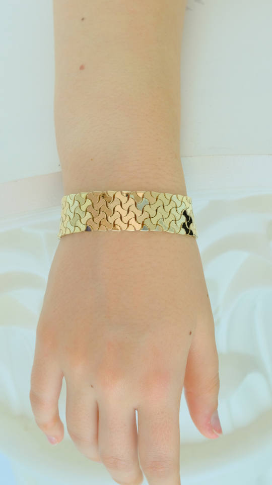 Altın Mozaik Desenli Geniş Bileklik