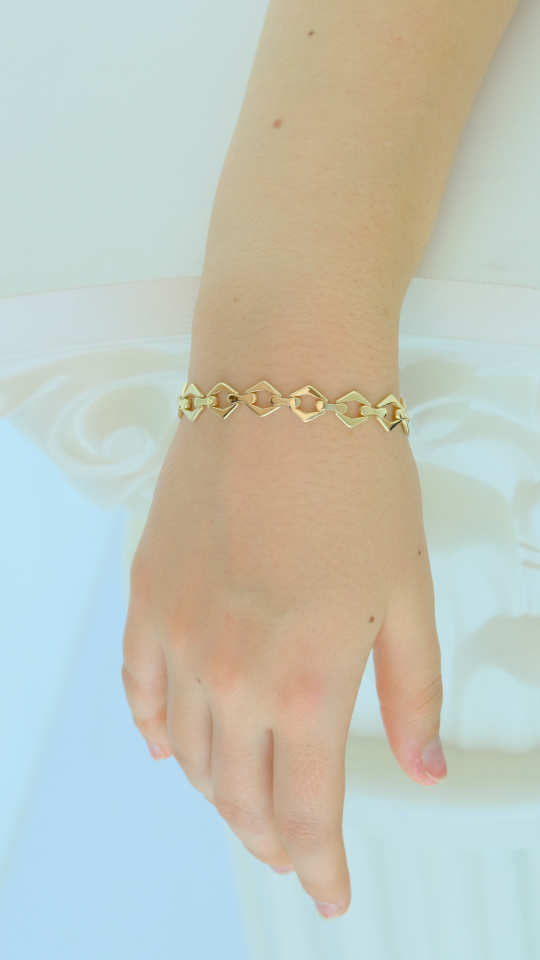 Altın Geometrik Zincir Bileklik