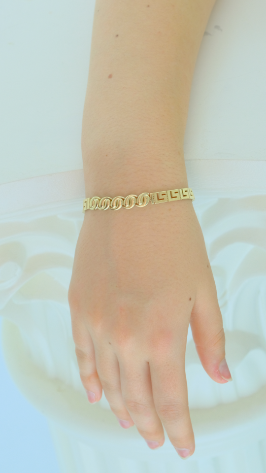 Altın Grek Motifli Zincir Bileklik