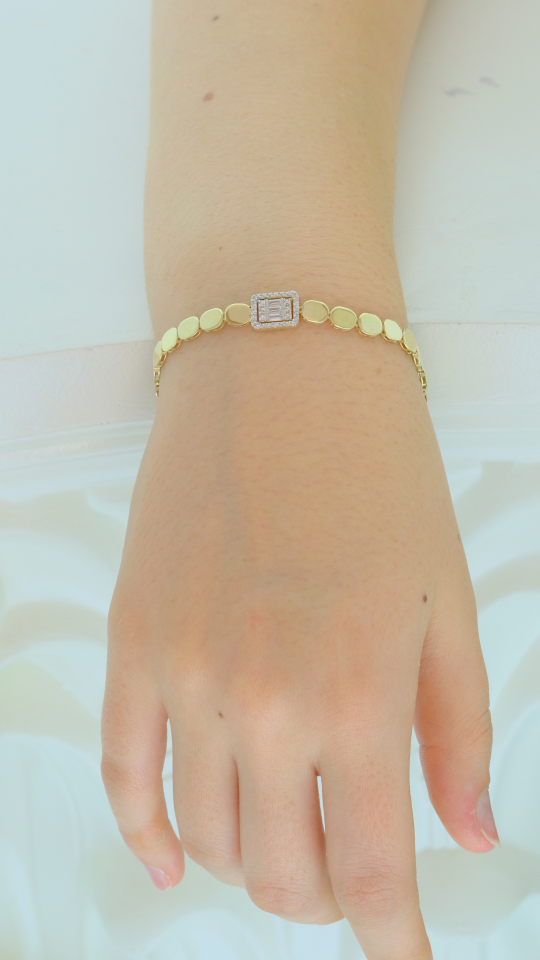 Altın Kare Işıltı Bileklik